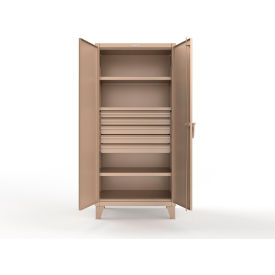 Strong Hold® Extreme Duty Cabinet with 4 Drawers 3 Shelves 36"W x 24"D x 78"H Beige 