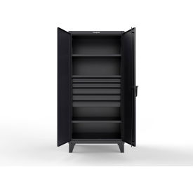 Strong Hold® Extreme Duty Cabinet with 5 Drawers 3 Shelves 36"W x 24"D x 78"H Black 