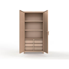 Strong Hold® Extreme Duty Cabinet w/6 Half-Width Drawers 3 Shelves 36"W x 24"D x 75"H Beige 