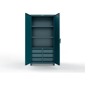 Strong Hold® Extreme Duty Cabinet w/6 Half-Width Drawers 3 Shelves 36"W x 24"D x 75"H Blue 