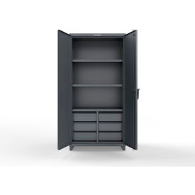 Strong Hold® EHD w/6 Half-Width Drawers 3 Shelves 36"W x 24"D x 75"H Dark Gray 