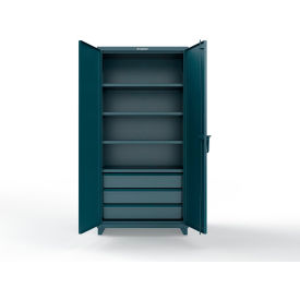 Strong Hold® Extreme Duty Cabinet with 3 Drawers 4 Shelves 36"W x 24"D x 75"H Blue 