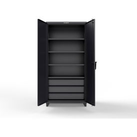 Strong Hold® Extreme Duty Cabinet with 3 Drawers 4 Shelves 36"W x 24"D x 75"H Black 