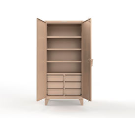 Strong Hold® Extreme Duty Cabinet w/6 Half-Width Drawers 4 Shelves 36"W x 24"D x 78"H Beige 