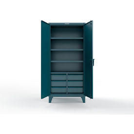 Strong Hold® Extreme Duty Cabinet w/6 Half-Width Drawers 4 Shelves 36"W x 24"D x 78"H Blue 
