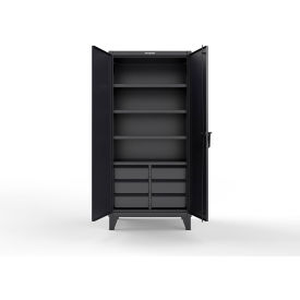 Strong Hold® Extreme Duty Cabinet w/6 Half-Width Drawers 4 Shelves 36"W x 24"D x 78"H Black 
