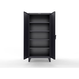 Strong Hold® Extreme Duty Cabinet with 4 Shelves 36"W x 24"D x 78"H Black 