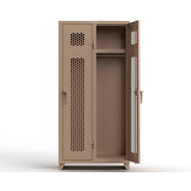 Strong Hold® 1-Tier 2 Door Extra HD Ventilated Locker 36"W x 18"D x 75"H Beige Assembled 
