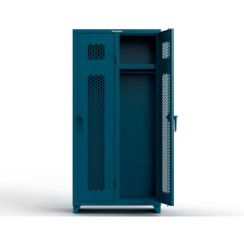 Strong Hold® 1-Tier 2 Door Extra HD Ventilated Locker 36"W x 18"D x 75"H Blue Assembled 