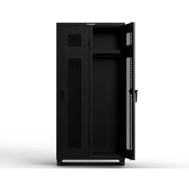 Strong Hold® 1-Tier 2 Door Extra HD Ventilated Locker 36"W x 18"D x 75"H Black Assembled 