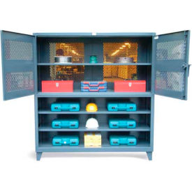 Strong Hold Products 36-2TV-243-LBD Strong Hold Two Tier Ventilated and Shelving Combination Cabinet 36-2TV-243-LBD - 36"W x 24"D x 78"H image.