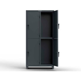 Strong Hold® 2-Tier 4 Door Extra Heavy Duty Locker 36"W x 18"D x 75"H Dark Gray Assembled 