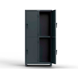 Strong Hold Products 36-4D-18-2T-L StrongHold® 2-Tier 4 Door Extra Heavy Duty Locker, 36"W x 18"D x 75"H, Gray, Assembled image.