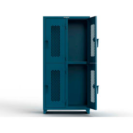 Strong Hold® 2-Tier 4 Door Extra HD Ventilated Locker 36"W x 18"D x 75"H Blue Assembled 