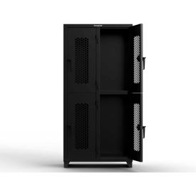 Strong Hold® 2-Tier 4 Door Extra HD Ventilated Locker 36"W x 18"D x 75"H Black Assembled 