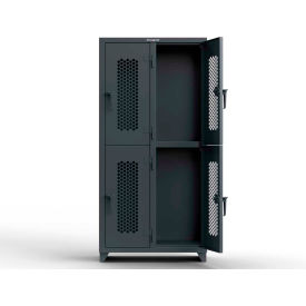 Strong Hold Products 36-4H-18-2T-L StrongHold® 2-Tier 4 Door Ventilated Locker, 36"W x 18"D x 75"H, Gray, Assembled image.