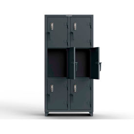 Strong Hold Products 36-6D-18-3T-EK-L StrongHold® 3-Tier 6 Door Digital Locker w/ Keyless Entry Lock, 36"Wx18"Dx75"H, Gray, Assembled image.