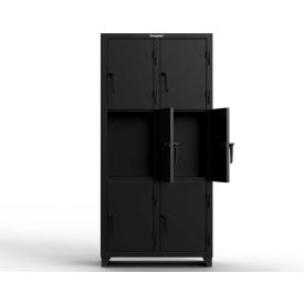 Strong Hold® 3-Tier 6 Door Extra Heavy Duty Locker 36"W x 18"D x 75"H Black Assembled 