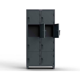 Strong Hold® 4-Tier 8 Door Extra Heavy Duty Locker 36"W x 18"D x 75"H Dark Gray Assembled 