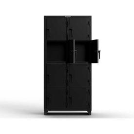 Strong Hold® 4-Tier 8 Door Extra Heavy Duty Locker 36"W x 18"D x 75"H Black Assembled 