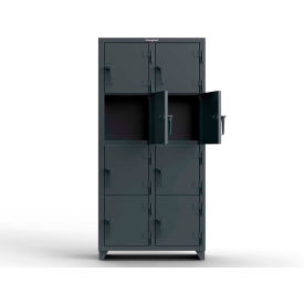 Strong Hold Products 36-8D-18-4T-L StrongHold® 4-Tier 8 Door Extra Heavy Duty Locker, 36"W x 18"D x 75"H, Gray, Assembled image.
