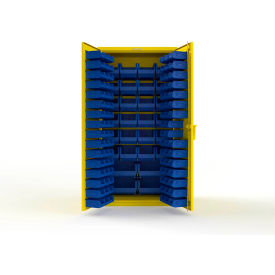 Strong Hold® Extra Heavy Duty Cabinet without Legs 122 Blue Bins 36"W x 24"D x 72"H Yellow