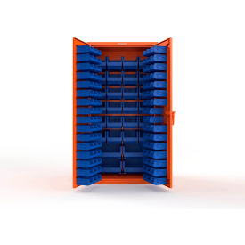 Strong Hold® Extra Heavy Duty Cabinet without Legs 122 Blue Bins 36"W x 24"D x 72"H Orange