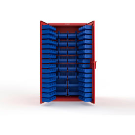 Strong Hold® Extra Heavy Duty Cabinet without Legs 122 Blue Bins 36"W x 24"D x 72"H Red