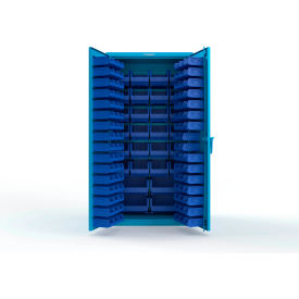 Strong Hold® Extra Heavy Duty Cabinet w/o Legs 122 Blue Bins 36"W x 24"D x 72"H Light Blue