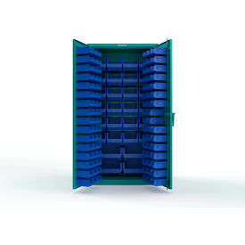 Strong Hold® Extra Heavy Duty Cabinet without Legs 122 Blue Bins 36"W x 24"D x 72"H Teal