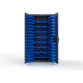 Strong Hold® Extra Heavy Duty Cabinet without Legs 122 Blue Bins 36"W x 24"D x 72"HDark Gray