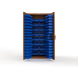 Strong Hold® Extra Heavy Duty Cabinet without Legs 122 Blue Bins 36"W x 24"D x 72"H Brown