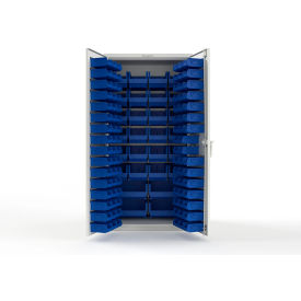Strong Hold® Extra Heavy Duty Cabinet without Legs 122 Blue Bins 36"W x 24"D x 72"H White