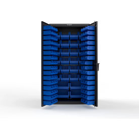 Strong Hold® Extra Heavy Duty Cabinet without Legs 122 Blue Bins 36"W x 24"D x 72"H Black