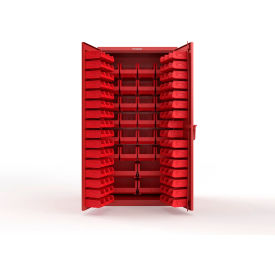 Strong Hold® Extra Heavy Duty Cabinet without Legs 122 Red Bins 36"W x 24"D x 72"H Red