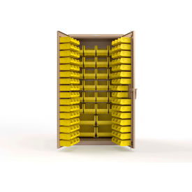 Strong Hold® Extra Heavy Duty Cabinet without Legs 122 Yellow Bins 36"W x 24"D x 72"H Beige