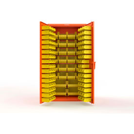 Strong Hold® Extra Heavy Duty Cabinet without Legs 122 Yellow Bins 36"W x 24"D x 72"H Orange