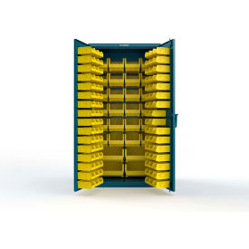 Strong Hold® Extra Heavy Duty Cabinet without Legs 122 Yellow Bins 36"W x 24"D x 72"H Blue