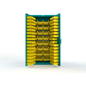Strong Hold® Extra Heavy Duty Cabinet without Legs 122 Yellow Bins 36"W x 24"D x 72"H Teal