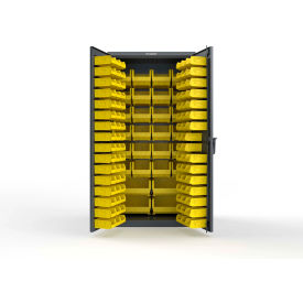 Strong Hold® Extra Heavy Duty Cabinet w/o Legs 122 Yellow Bins 36"W x 24"D x 72"H Dark Gray
