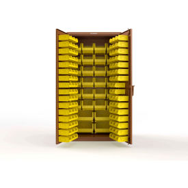 Strong Hold® Extra Heavy Duty Cabinet without Legs 122 Yellow Bins 36"W x 24"D x 72"H Brown