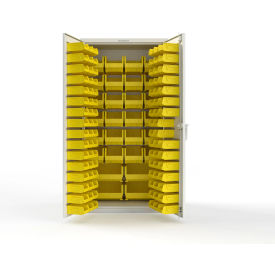 Strong Hold® Extra Heavy Duty Cabinet without Legs 122 Yellow Bins 36"W x 24"D x 72"H White