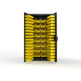 Strong Hold® Extra Heavy Duty Cabinet without Legs 122 Yellow Bins 36"W x 24"D x 72"H Black