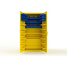 Strong Hold® Extra Heavy Duty Cabinet without Legs 30 Blue Bins 36"W x 24"D x 72"H Yellow