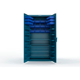 Strong Hold® Extra Heavy Duty Cabinet without Legs 30 Blue Bins 36"W x 24"D x 72"H Blue