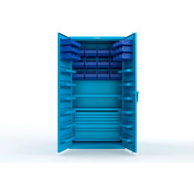 Strong Hold® Extra Heavy Duty Cabinet without Legs 30 Blue Bins 36"W x 24"D x 72"HLight Blue