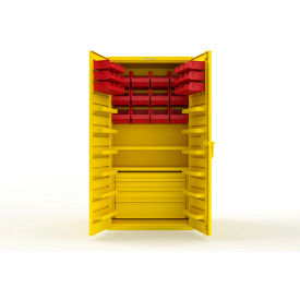 Strong Hold® Extra Heavy Duty Cabinet without Legs 30 Red Bins 36"W x 24"D x 72"H Yellow