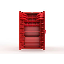 Strong Hold® Extra Heavy Duty Cabinet without Legs 30 Red Bins 36"W x 24"D x 72"H Red