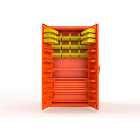 Strong Hold® Extra Heavy Duty Cabinet without Legs 30 Yellow Bins 36"W x 24"D x 72"H Orange