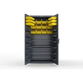 Strong Hold® Extra Heavy Duty Cabinet w/o Legs 30 Yellow Bins 36"W x 24"D x 72"H Dark Gray